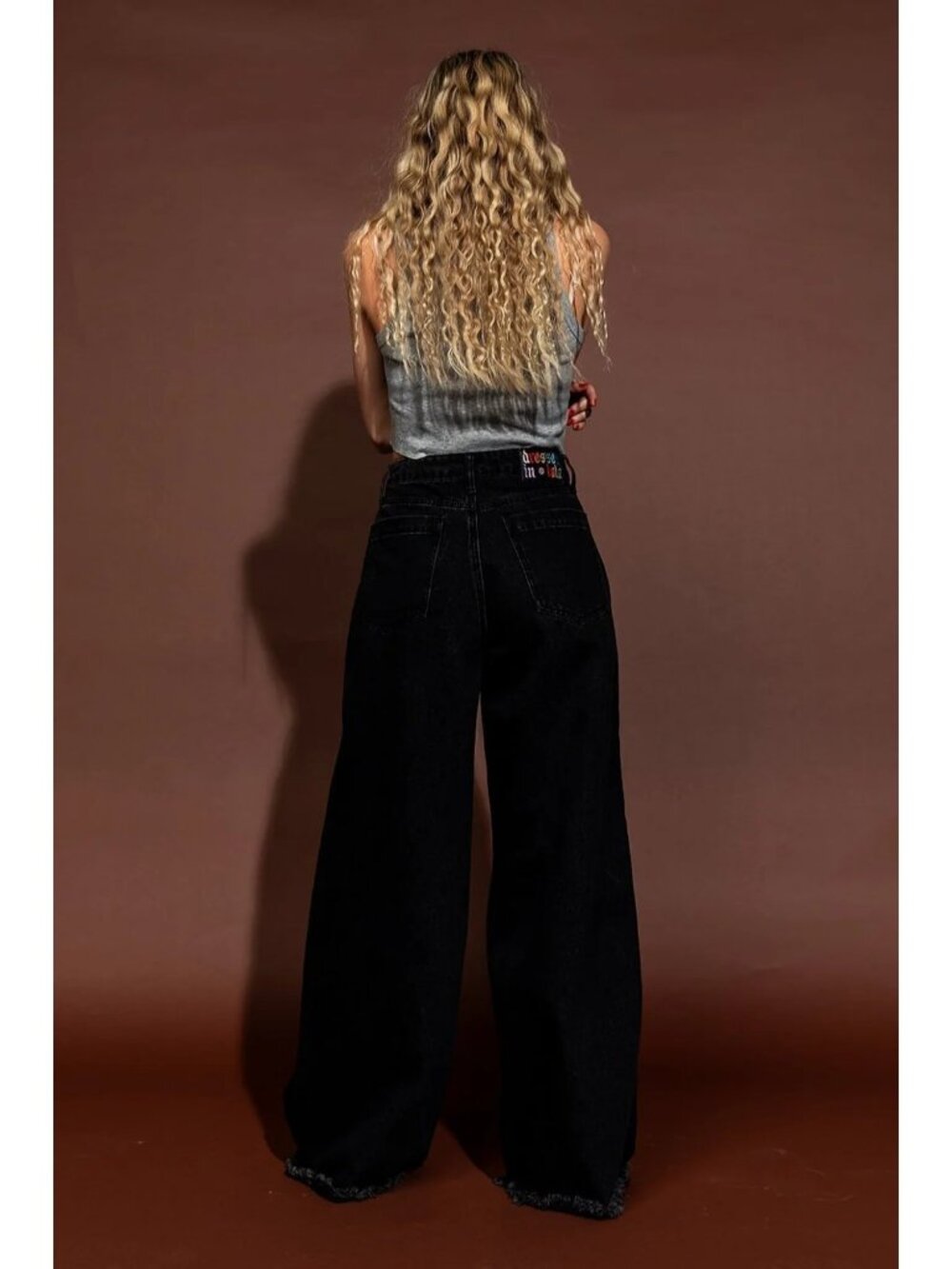 Dressed in LaLa Effortlessly Cool Wide Leg Denim Jean Size Small Throwback Black
